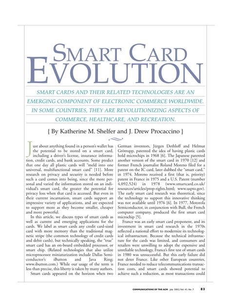 smart card researc|Smart Card Evolution – Communications of the ACM.